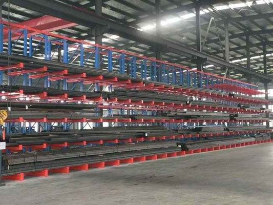 6m Adjustable Cantilever Storage Racks , Powder Coating Metal Storage Shelves