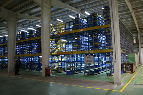 Multi-Reihe Stahlbodenbelag-industrielle Zwischengeschosse blau/Gelb mit 7.5m Höhe