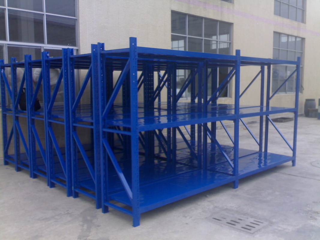 Blue Steel Medium Duty Racking With Box-shape Beam 8m Vertical Storage ...