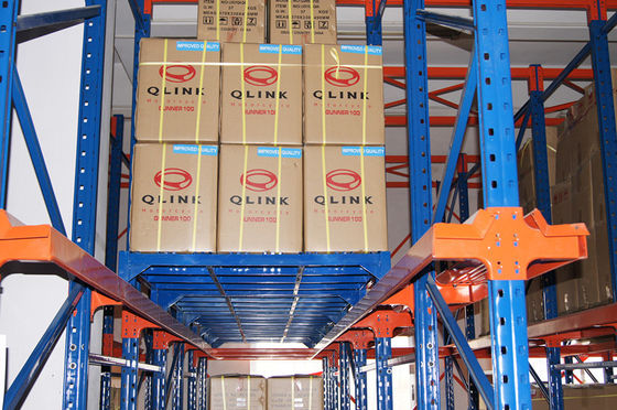 Drücken Sie zurück die Autokino-Palette, die 3.9m Strahl für logistisches, Blau/Orange stark beansprucht