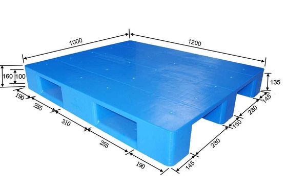 1200 X 1000mm peralatan palet plastik gudang dengan beban dinamis, 2000kg